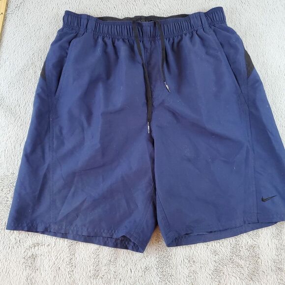 Nike Swim Trunks Mens M Bathing Suit Board Shorts Navy Blue Beach Pool‎ Vacation - Picture 1 of 5